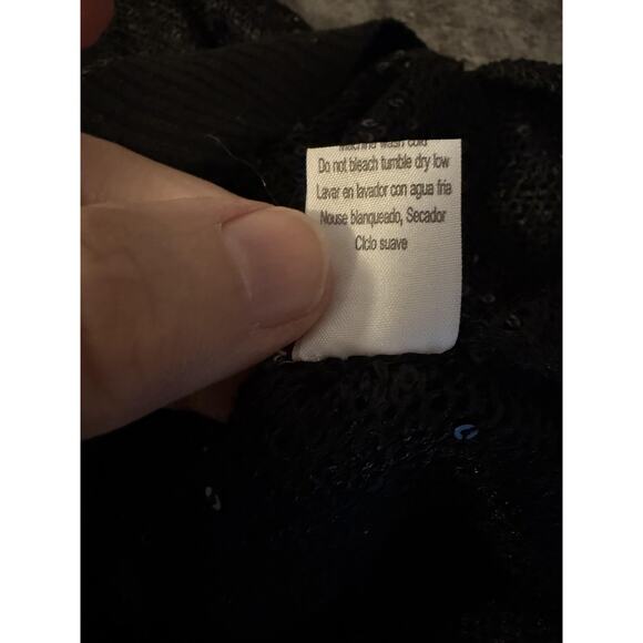 Y2K Poof Couture Sweater Womens M Black Mesh Sequin Whimsigoth Dark Romance - Picture 8 of 9